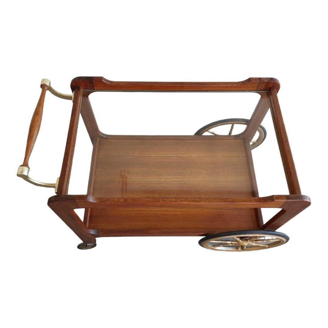 Vintage houten Hohnert trolley, bijzettafel, Ophalen, Gebruikt, Onbekend, Onbekend