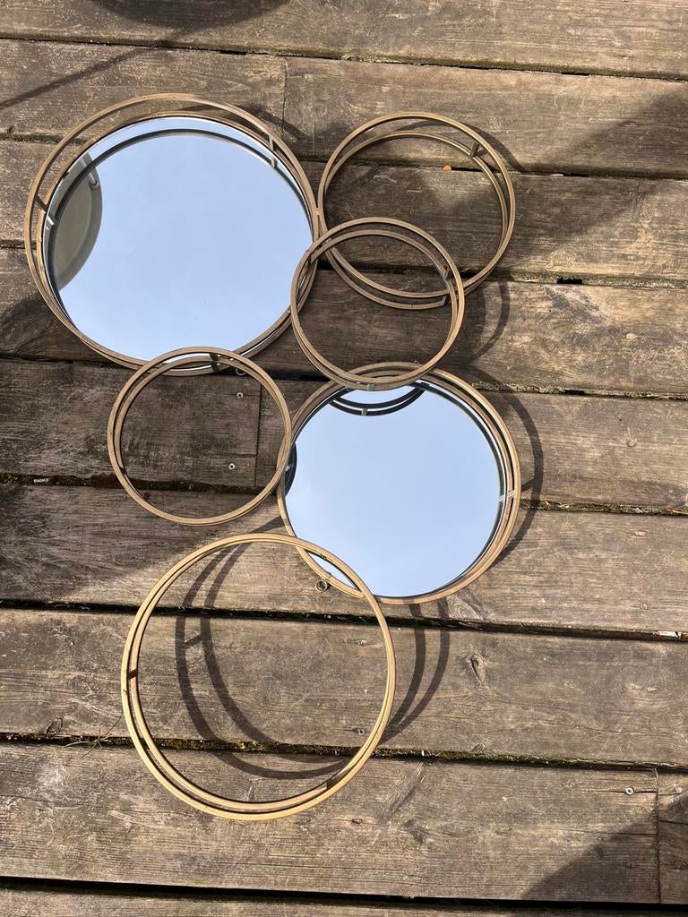 Gouden ronde spiegel, Ophalen, Gebruikt, Rond, Minder dan 100 cm