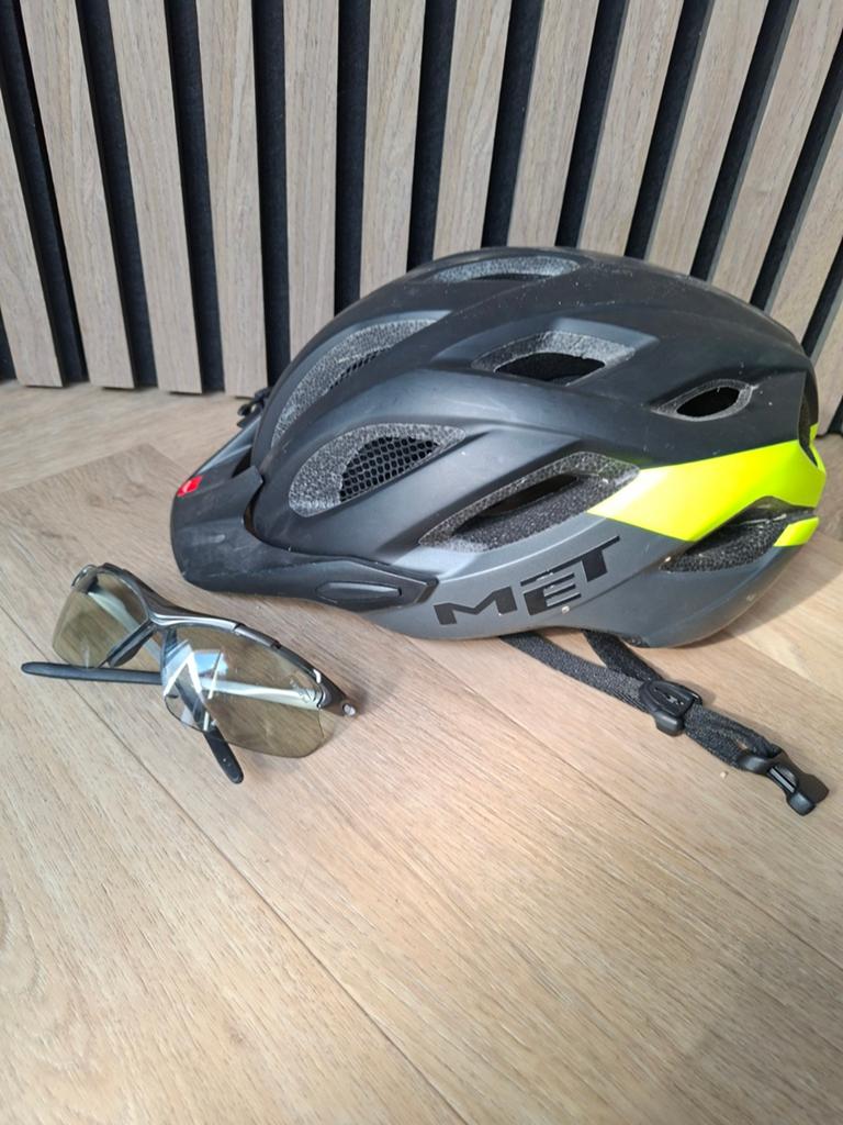 Fietshelm MET Crossover M (52-59cm) met Tifosi fietsbril, Gebruikt, M, Ophalen of Verzenden, MET