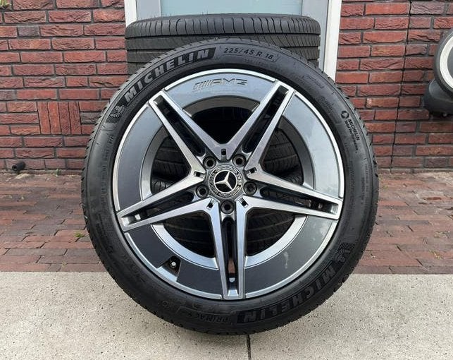 Originele Mercedes C Klasse W206 S206 18 inch AMG Michelin, Ophalen, 18 inch, Gebruikt, Banden en Velgen