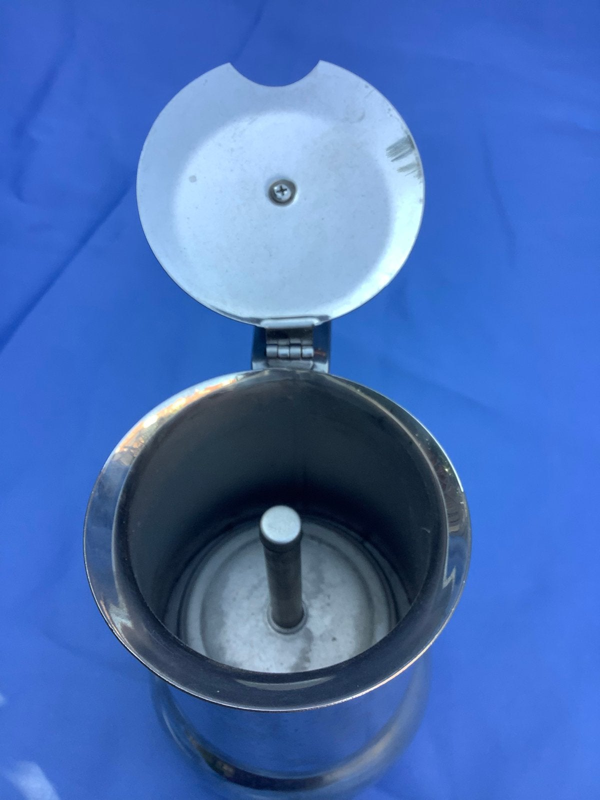 Vintage Italiaanse Espresso Maker - RVS met Gouden Accent, Gebruikt, Espresso apparaat, Gemalen koffie, Ophalen of Verzenden