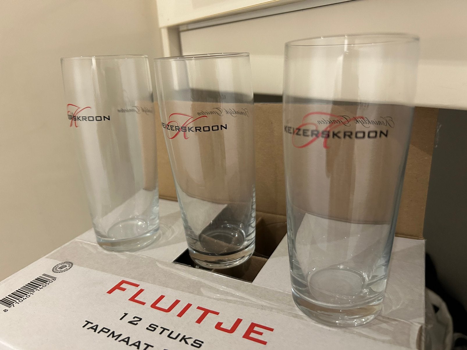 Bierglazen, fluitjes, keizerskroon, 18cl, 24stuks, Ophalen of Verzenden, Nieuw, Bierglas