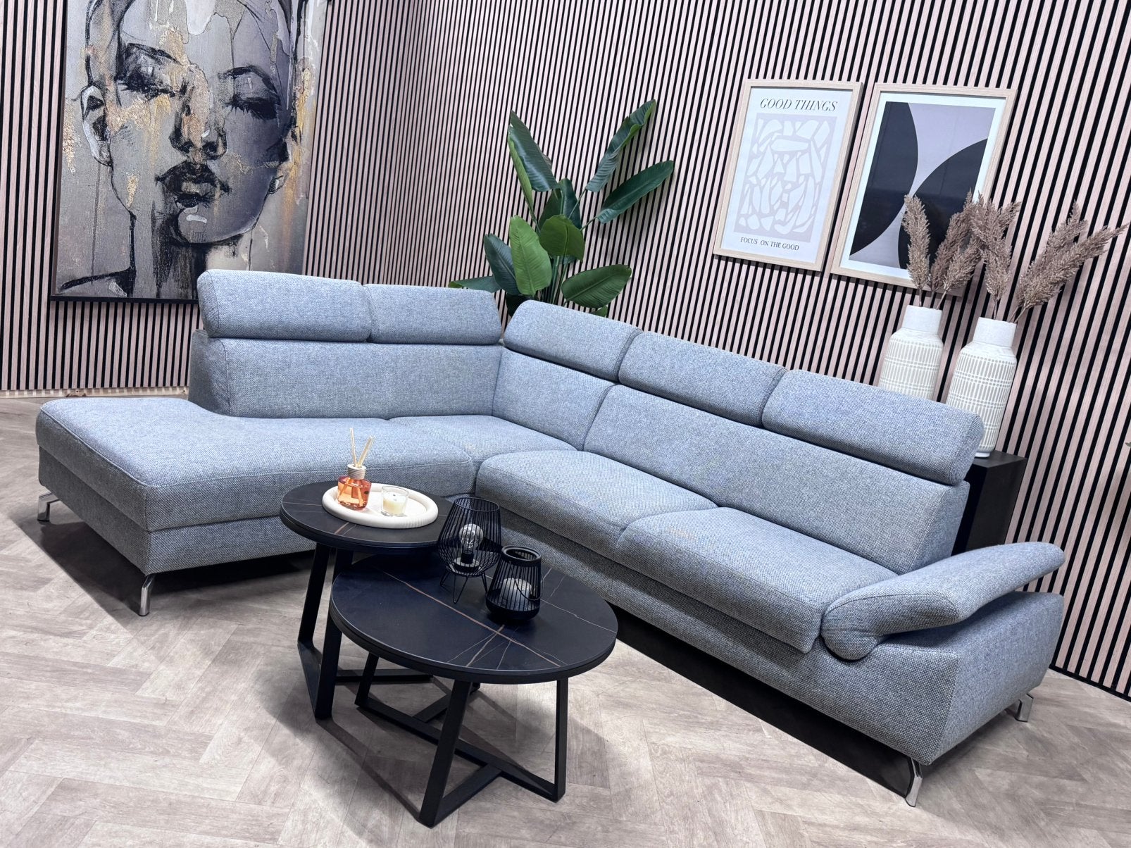 ZGAN Montel Urban Hoekbank - Grijs - 265 x 210, 250 tot 300 cm, -, -, Hoekbank