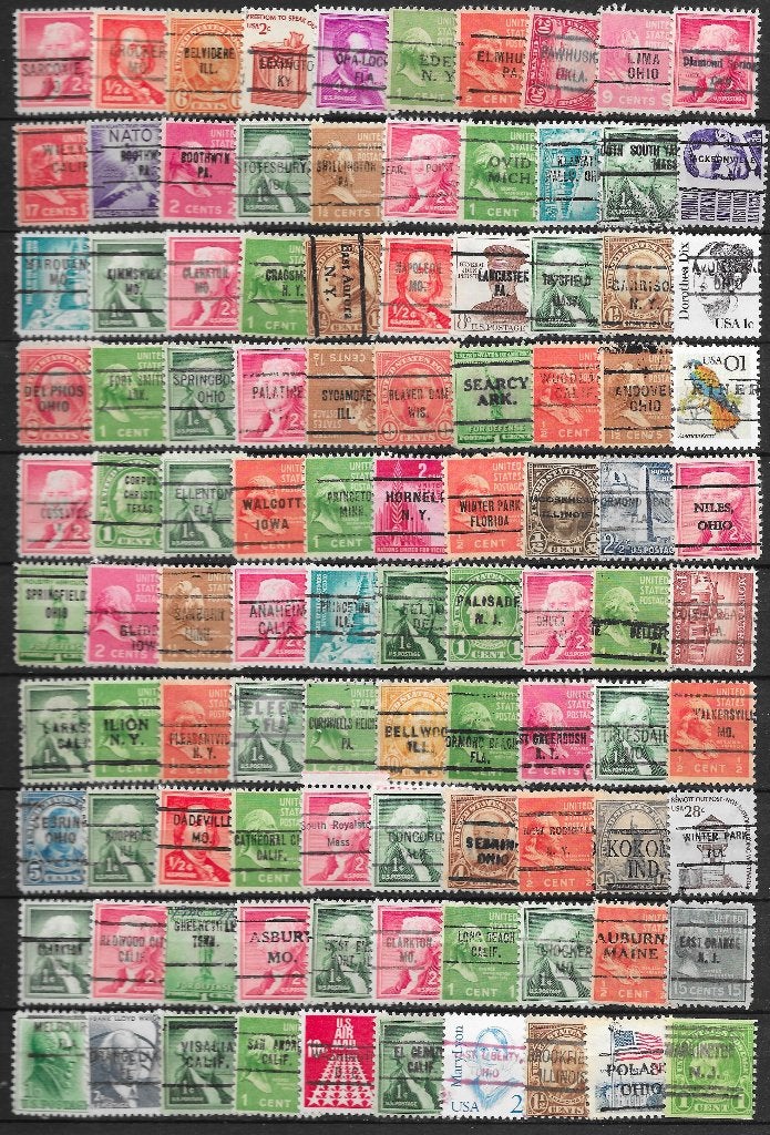 USA Precancels mooi lot van 100 versch betere types/towns, Ophalen of Verzenden, Gestempeld, Noord-Amerika