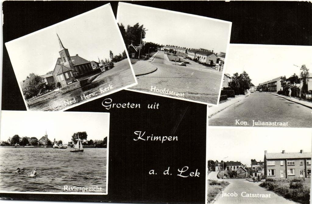 Groeten uit Krimpen a.d. Lek - 5 afb dorp - ongelopen, Verzamelen, Ophalen of Verzenden, 1960 tot 1980, Ongelopen, Zuid-Holland