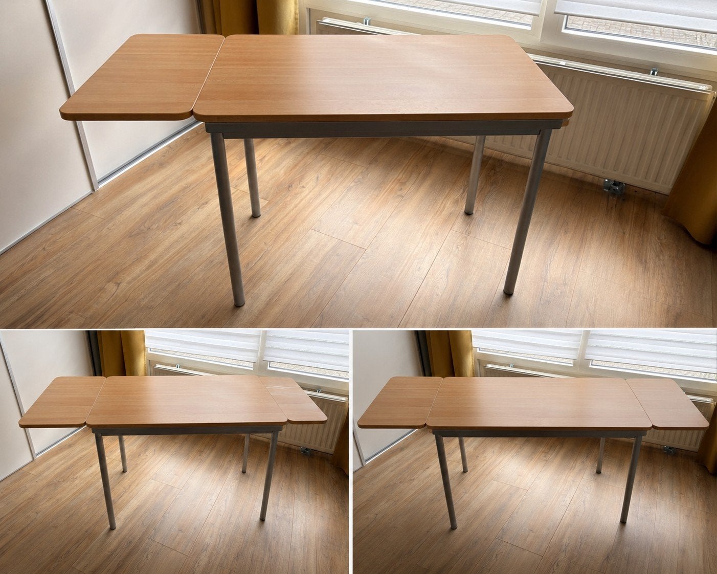 Uitschuifbare eettafel / keukentafel – 100 tot 166 cm, Huis en Inrichting, Ophalen, Gebruikt, 100 tot 150 cm, 50 tot 100 cm