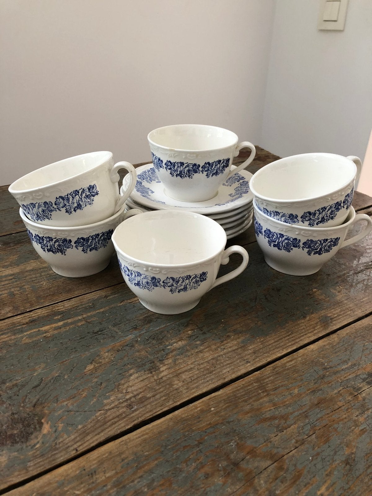VINTAGE SERVIES CLOVIS FRANCE KOP EN SCHOTEL, Ophalen of Verzenden