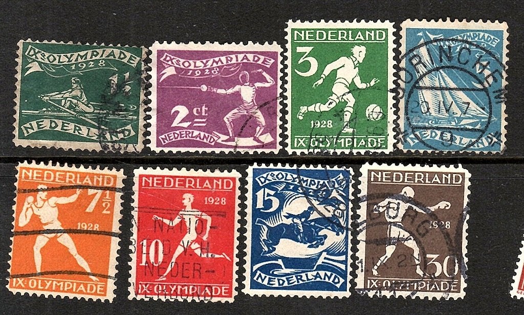 nvph 212-219 olympiadezegels1928 gebruikt zie scan 005, Ophalen of Verzenden, T/m 1940, Gestempeld