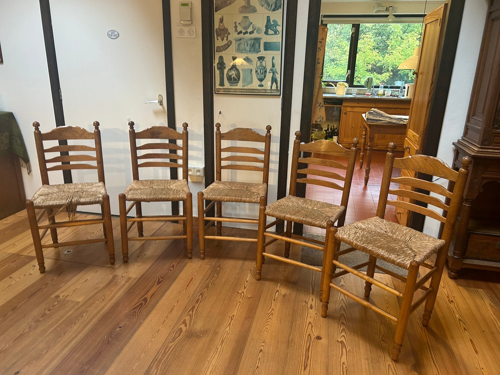 Set van 6 Franse stoelen ladderback -, Ophalen