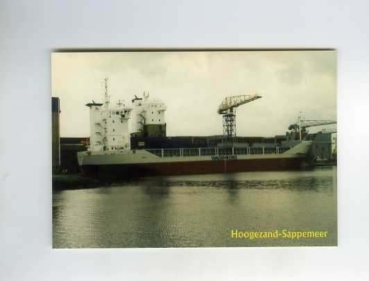 scheepvaart-foto-HOOGEZAND/SAPPEMEER-werf schip WAGENBORG, Verzamelen, Ansichtkaarten | Nederland, Ophalen of Verzenden, 1940 tot 1960