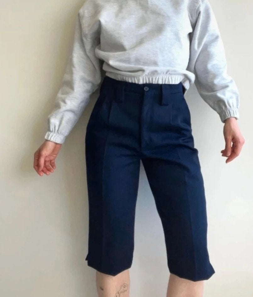 Vintage navy wool capri size 36 shorts, Blauw, Ophalen of Verzenden, Zo goed als nieuw, Vintage