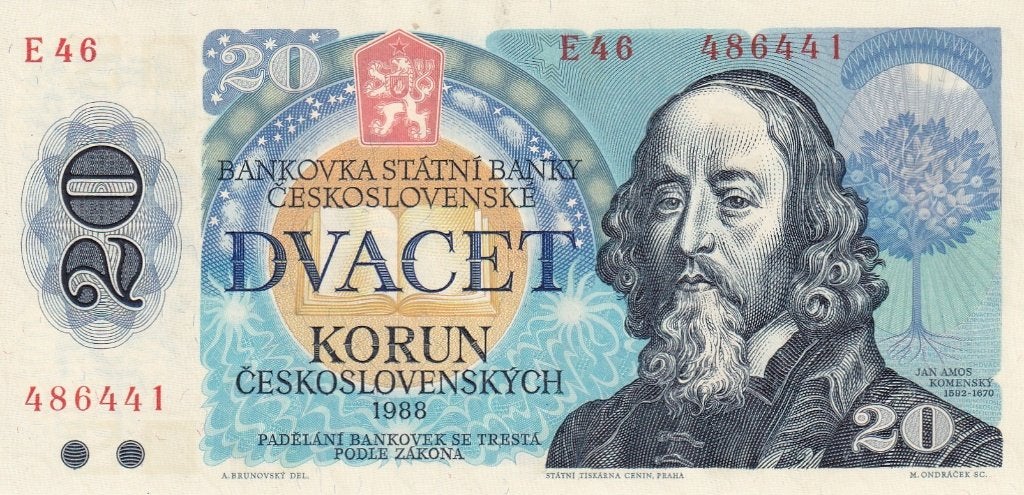 Tsjechoslpwakije 20 kronen 1988, Verzenden, Overige landen, Los biljet