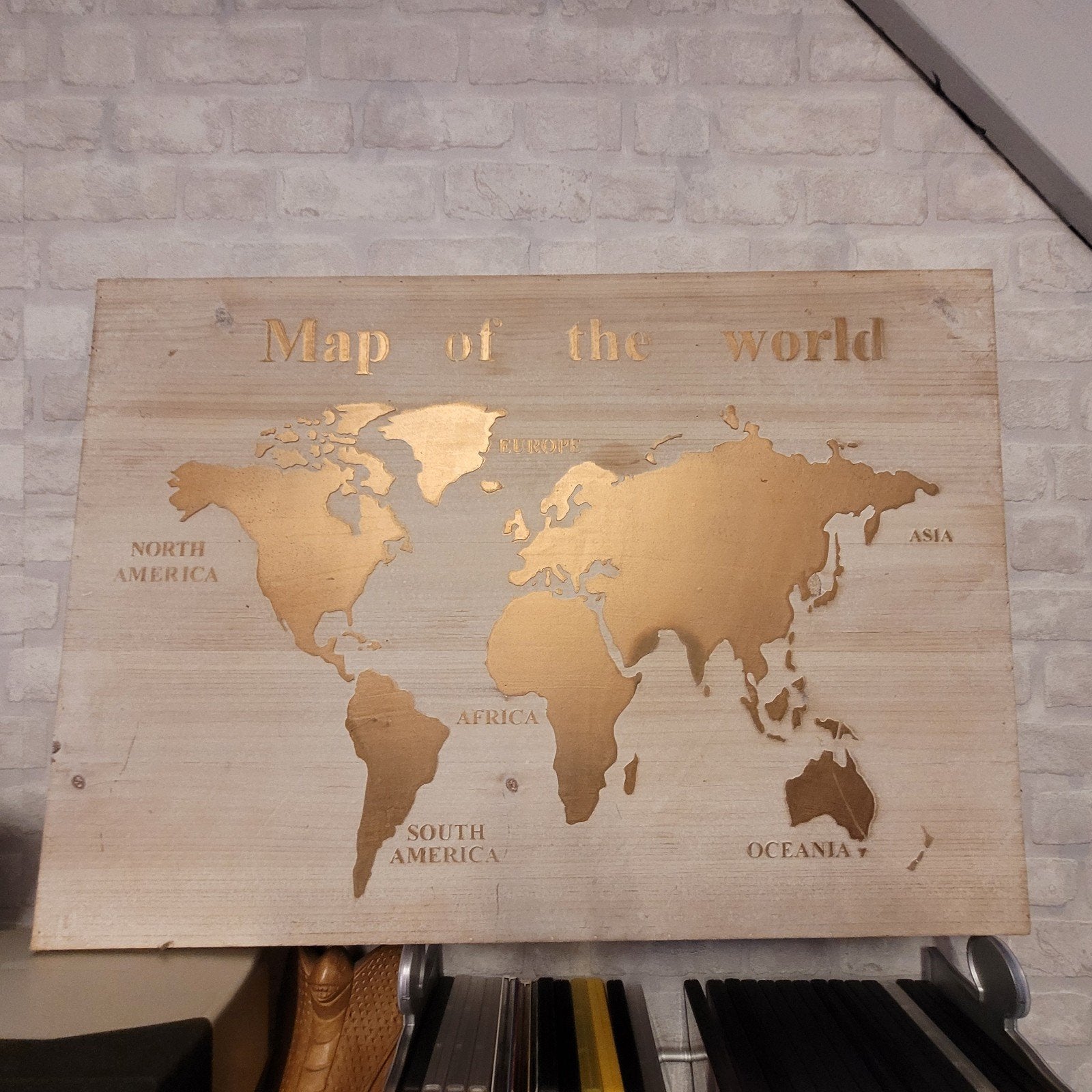 Houten wereldkaart wanddecoratie, Hout, Gebruikt, Meerkleurig, Ophalen of Verzenden