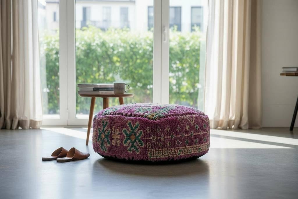 Vintage XL berber / Marokkaanse poef, Ophalen, Gebruikt, 50 tot 75 cm, 50 tot 75 cm