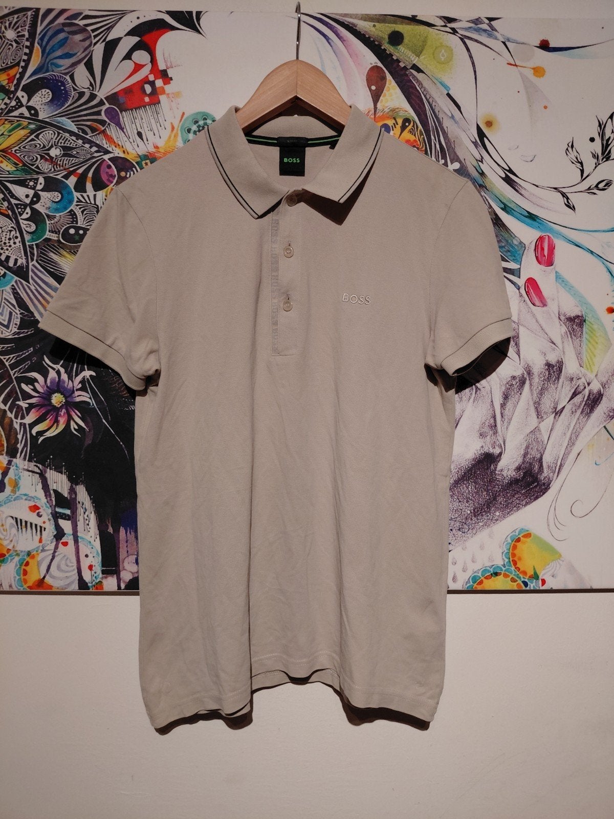 Hugo Boss Slim Fit Polo Maat M, Maat 48/50 (M), Beige, Ophalen of Verzenden, Zo goed als nieuw