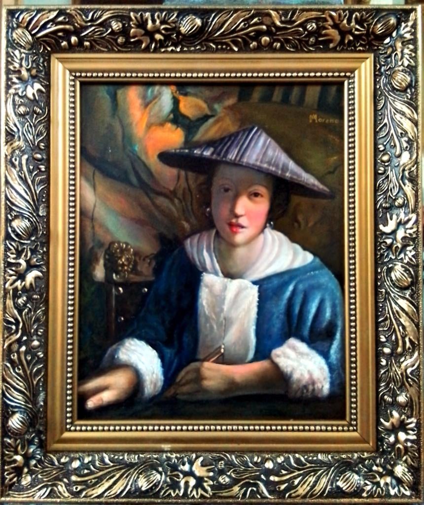 Meisje met een fluit, naar Johannes Vermeer (1632-1675), Ophalen of Verzenden