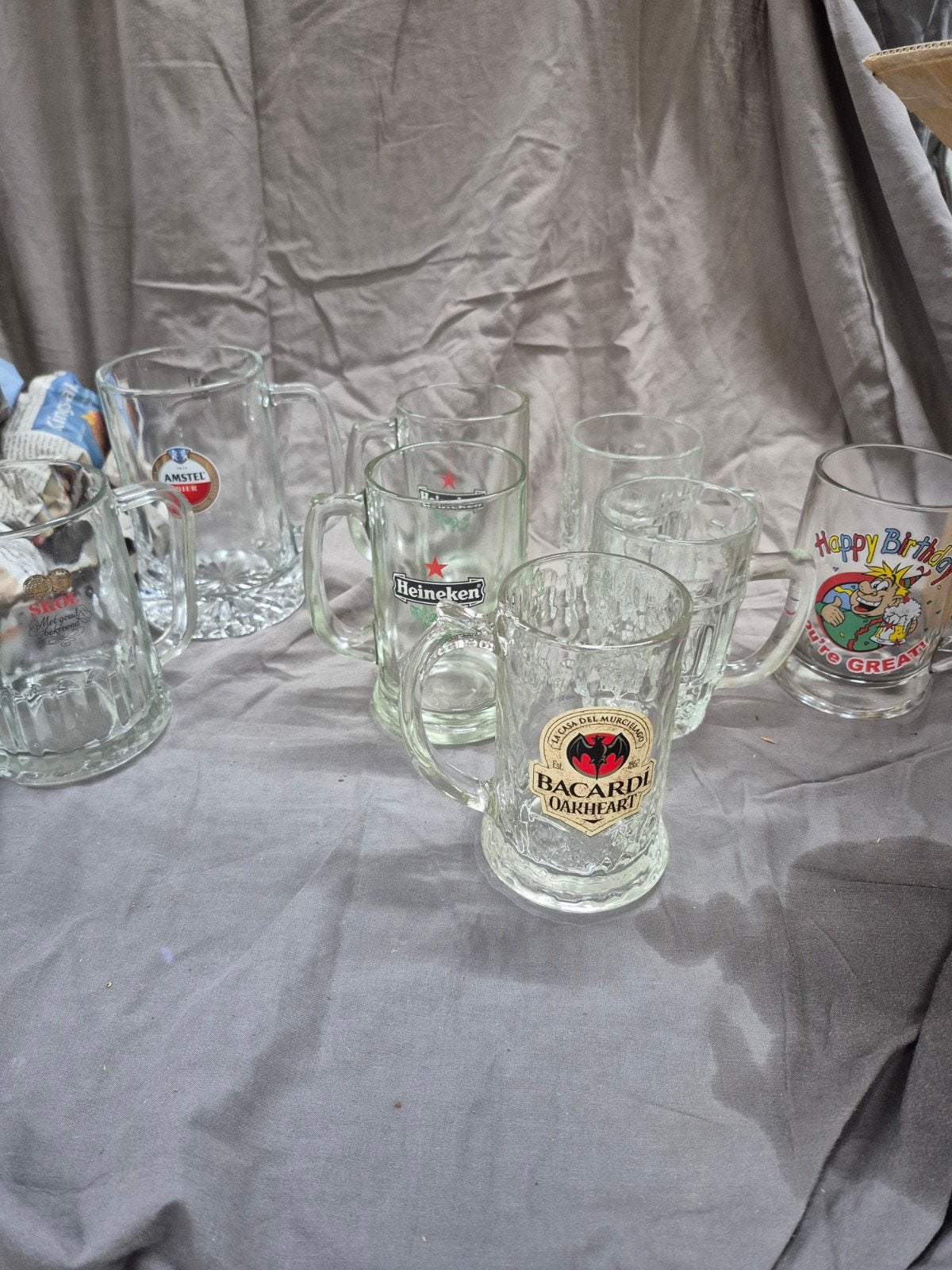 Diverse pullen: Amstel, Heineken, Bacardi, Happy Birthday, Ophalen of Verzenden, Gebruikt, Meerkleurig, Glas