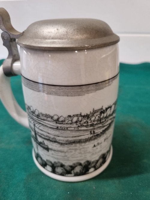 bierpul schnadenburg aan elbe met tinnen deksel, Verzamelen, Ophalen of Verzenden, 'T Olde Gre-j, Info@toldegrej.nl, Endepoelstraat 20f Didam
