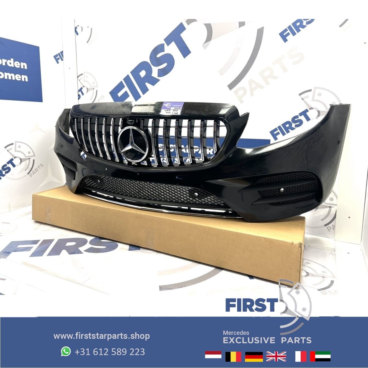 W213 AMG LINE VOORBUMPER COMPLEET + GT GRIL Mercedes E Klass, Gebruikt, -, Voor, Ophalen of Verzenden
