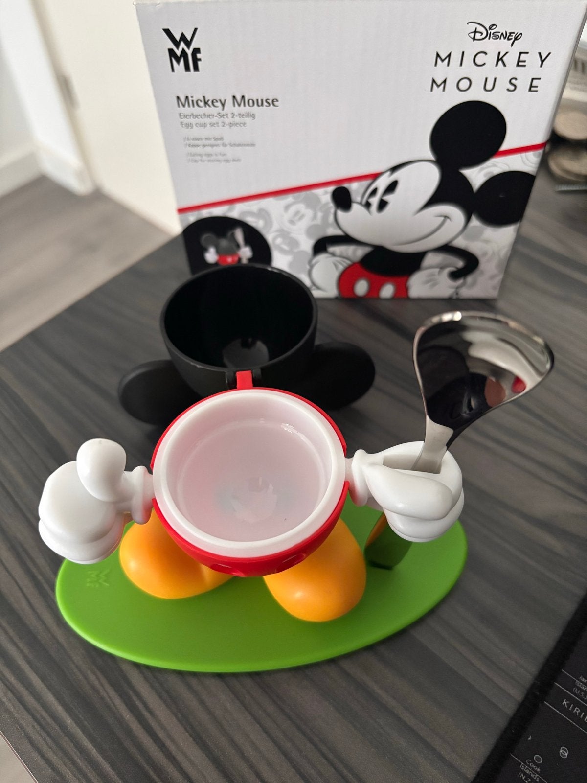 Mickey Mouse WMF Eierdopje - Compleet met lepel en schaal, Kunststof, Overige merken, Overige typen, Nieuw