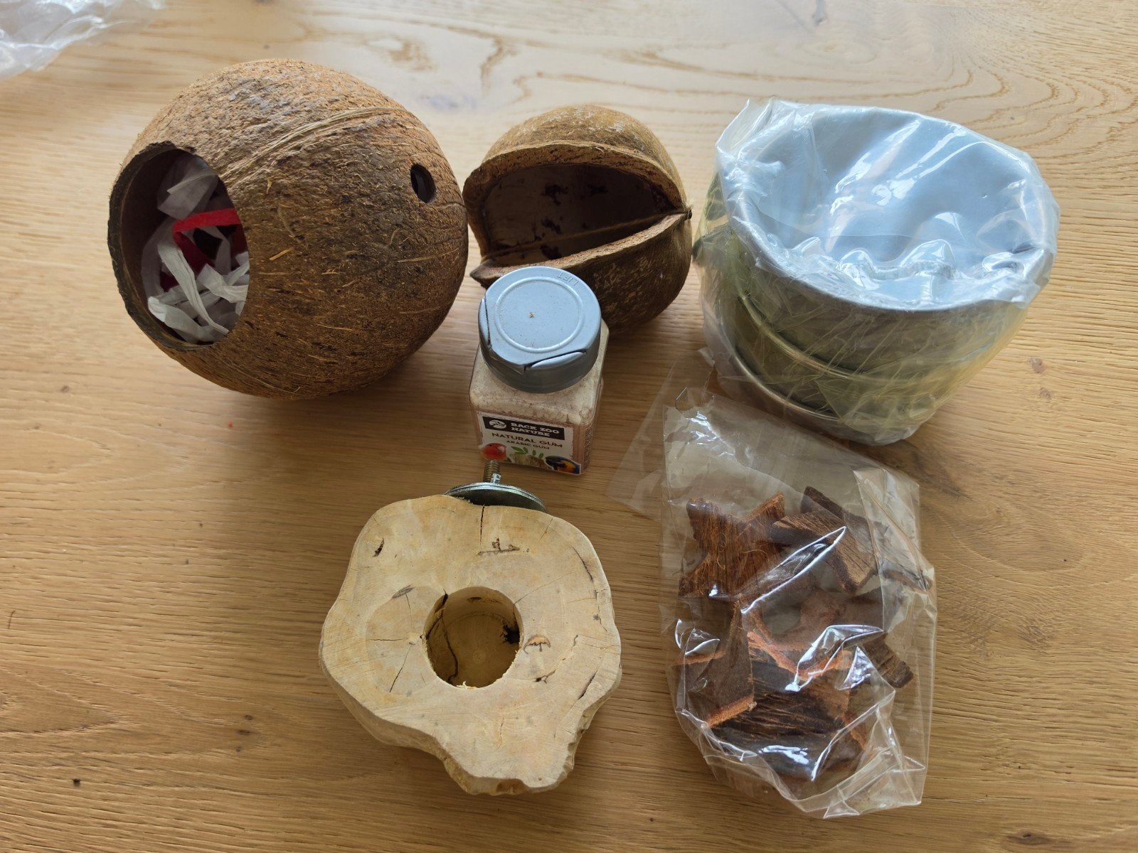 natural gum voerbakjes fruitcups kokosnoot vogel, Ophalen of Verzenden