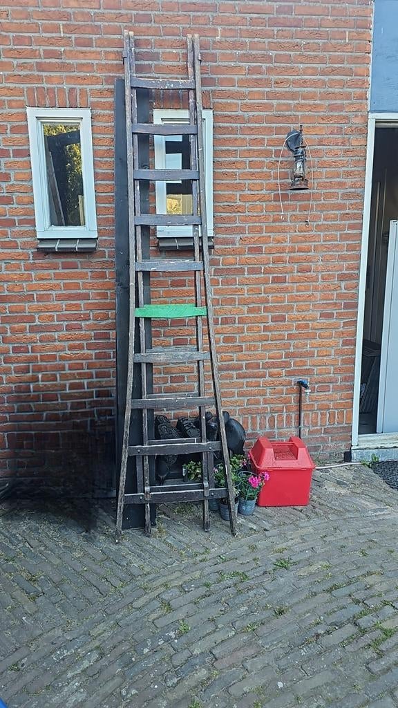 Oude houten ladder - Decoratief of functioneel, Doe-het-zelf en Verbouw, Ladders en Trappen, Ophalen, Gebruikt, 2 tot 4 meter
