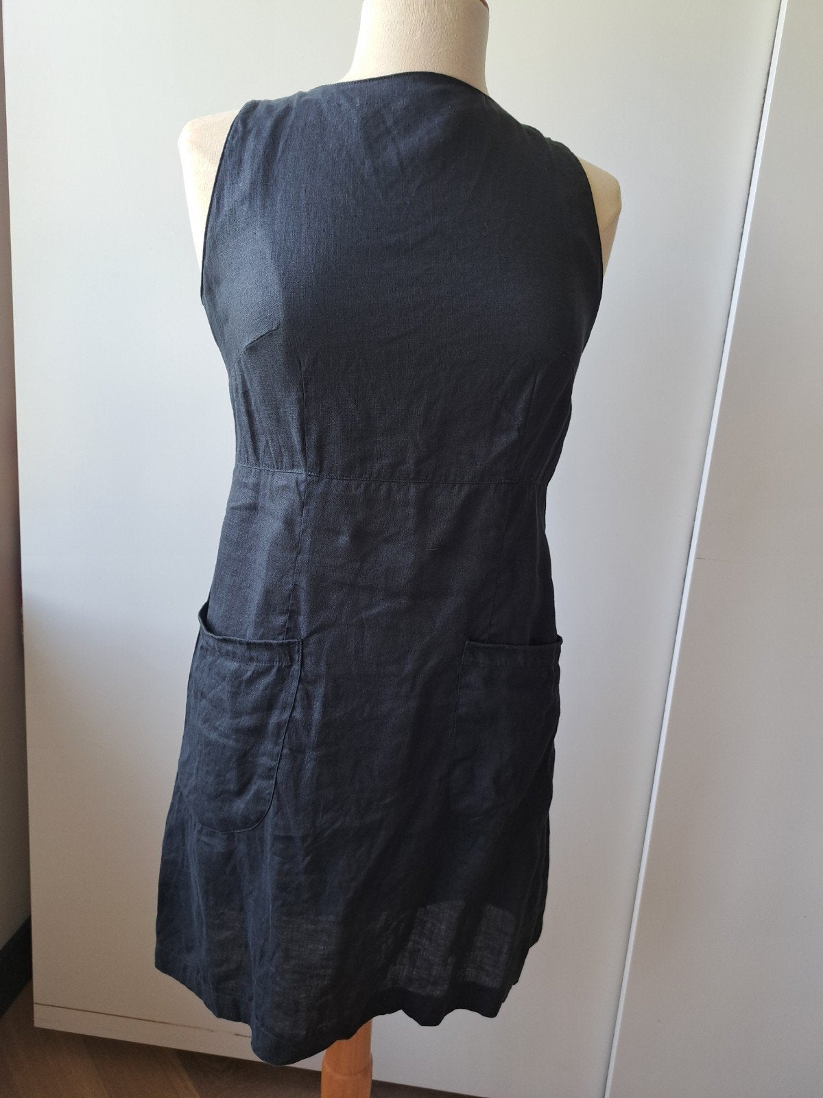 Vintage 90s Linnen Jurk - Designer Bahar Korçan - Maat 36, ARAT By BAHAR KORCAN, Zwart, Ophalen of Verzenden, Zo goed als nieuw