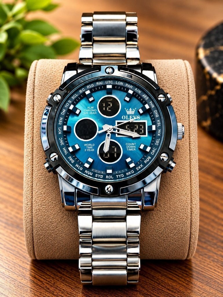 Stoer robuste sportieve heren horloge, Overige merken, Staal, Staal, Polshorloge