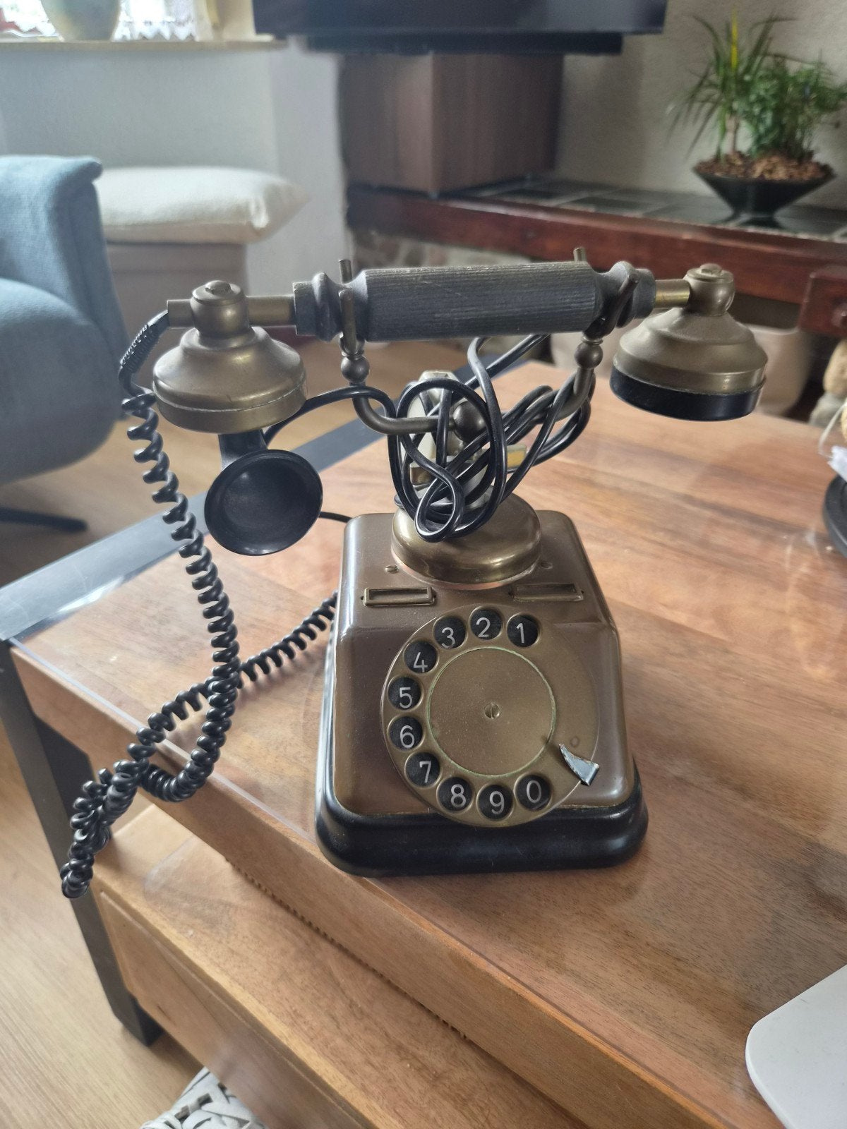 Antieke Telefoon - Koper en Bakeliet, Antiek en Kunst, Ophalen
