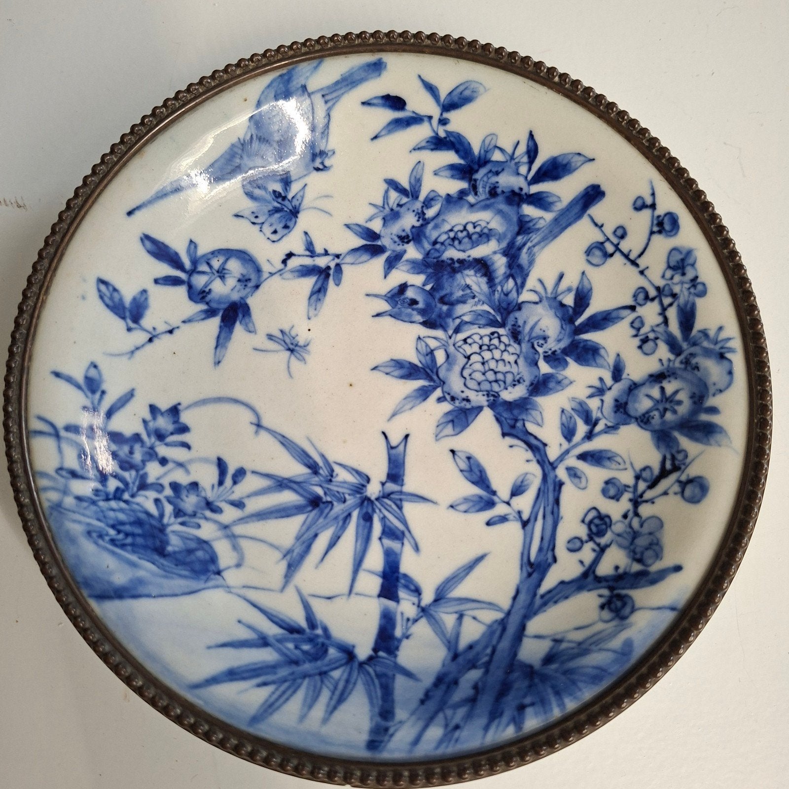 Antiek Japans  Bordje - Blauw-Wit, 17 cm, Ophalen of Verzenden