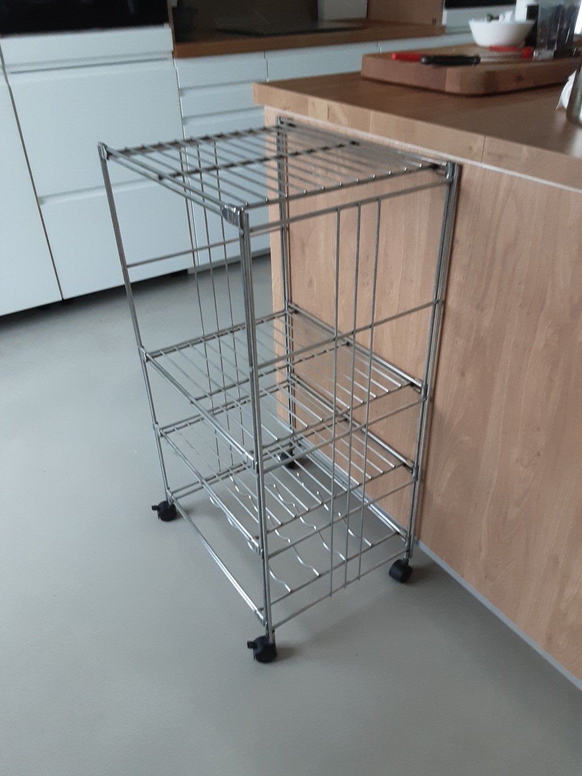 Metalen trolley met 1 wijnrek en 3 flexibele legborden, Ophalen, Gebruikt, 50 tot 100 cm, Minder dan 100 cm