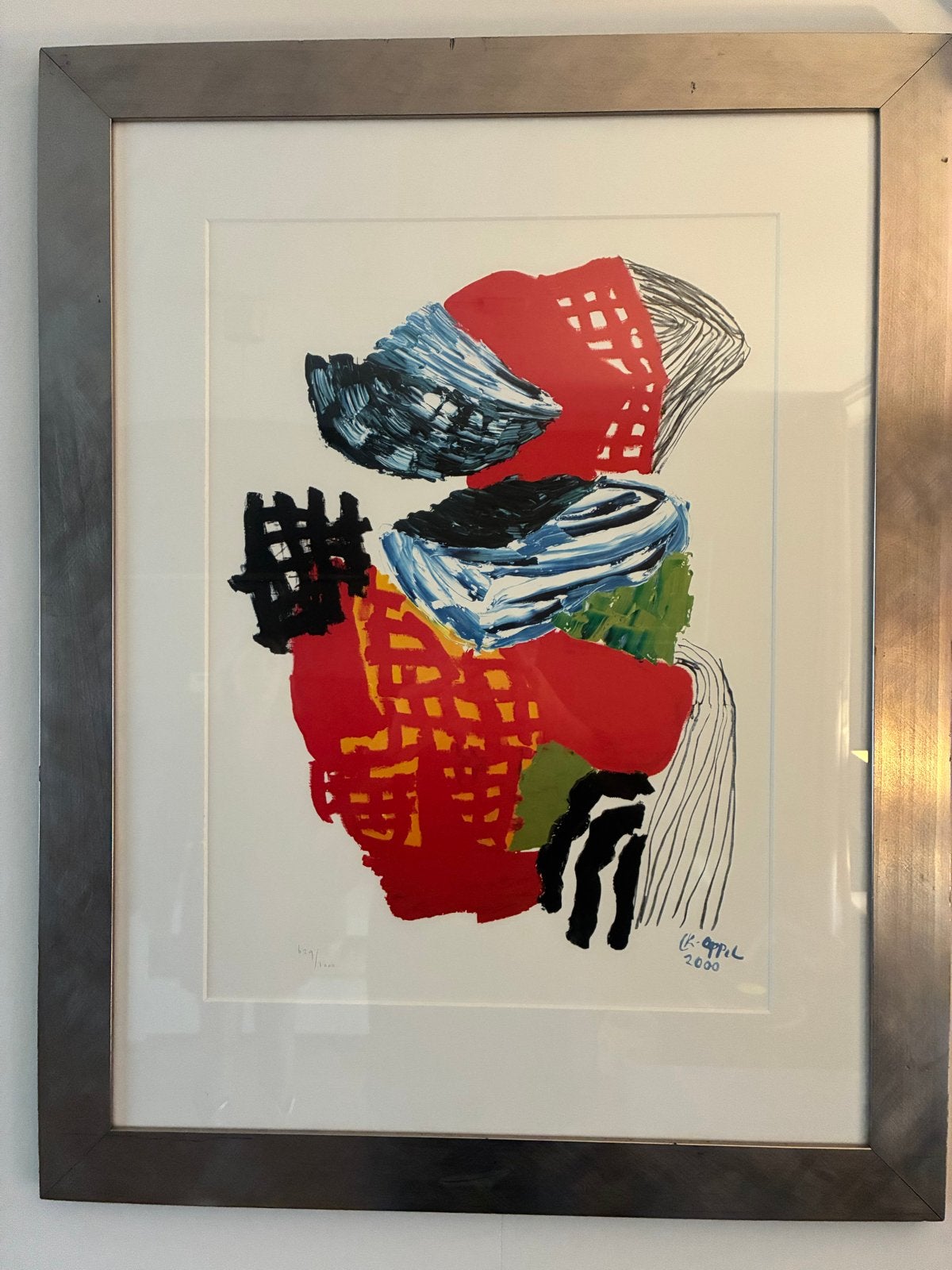 Karel Appel - Abstracte zeefdruk uit 2000, gesigneerd, Ophalen of Verzenden