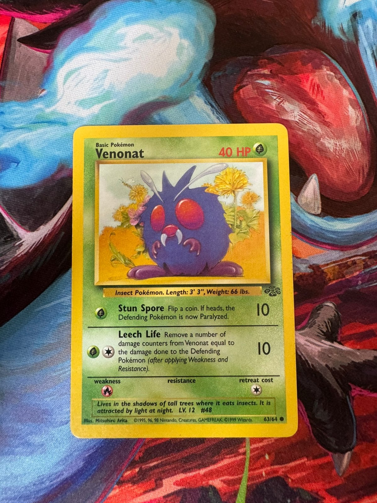 Pokémon kaarten Venonat #63 Jungle, Ophalen of Verzenden, Zo goed als nieuw, Losse kaart