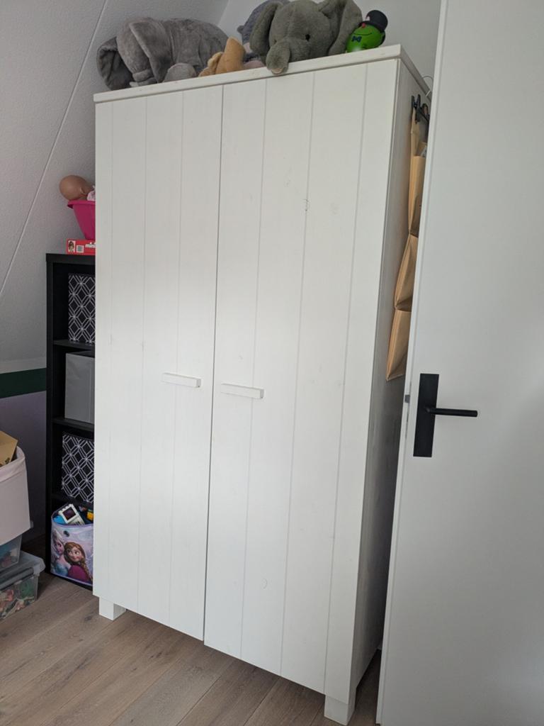 Kledingkast Woood Dennis Whitewash, Ophalen, Gebruikt, Kast, 50 tot 70 cm