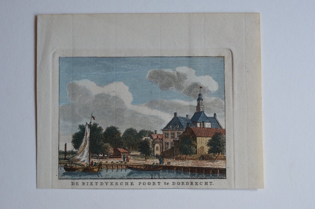 DORDRECHT RIETDYKSCHE POORT Bullthuis Bendorp Gravure GT8, Antiek en Kunst, Verzenden, Stadsgezicht, Gravure, 7 cm