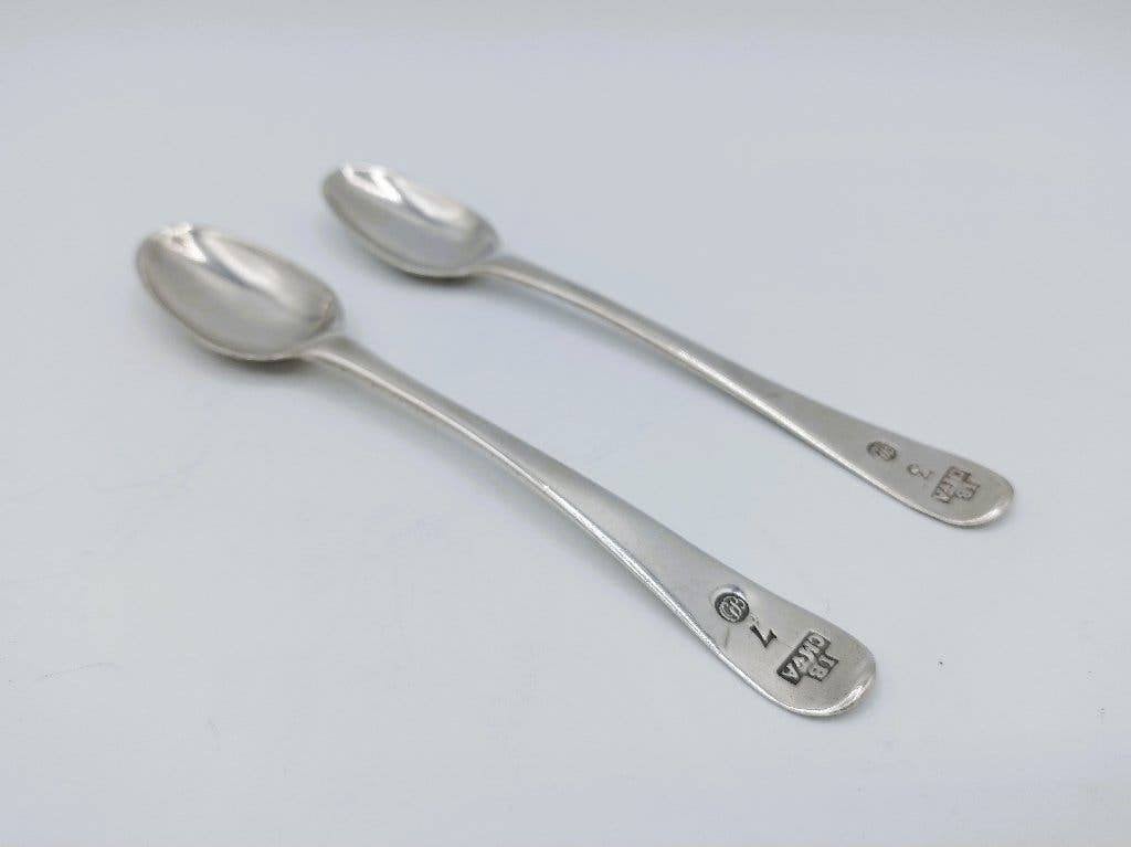 2 Zilveren lepels, L.P. Hackzell, Örebro, Zweden, ca. 1770, Antiek en Kunst, Verzenden