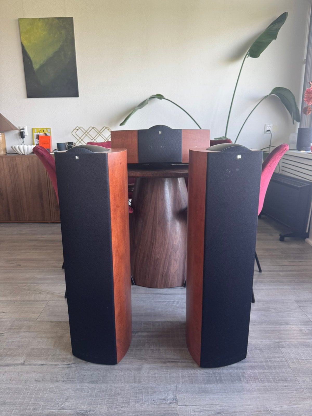 KEF Q5 luidsprekers + KEF Q9c center speaker, Ophalen, Basreflex, 120 tot 150 watt, Speakerset