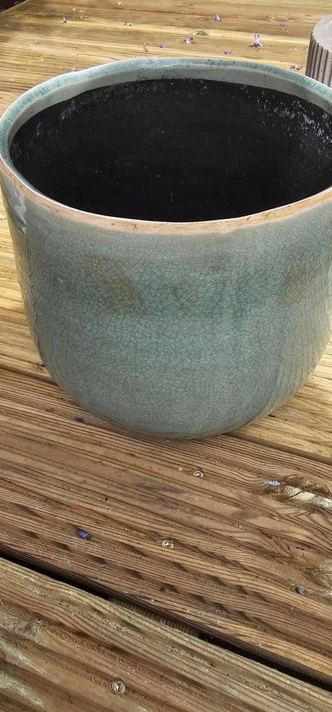Mooie turquoise bloempot - 24x21 cm, Ophalen, Overige materialen, Gebruikt, Minder dan 30 cm