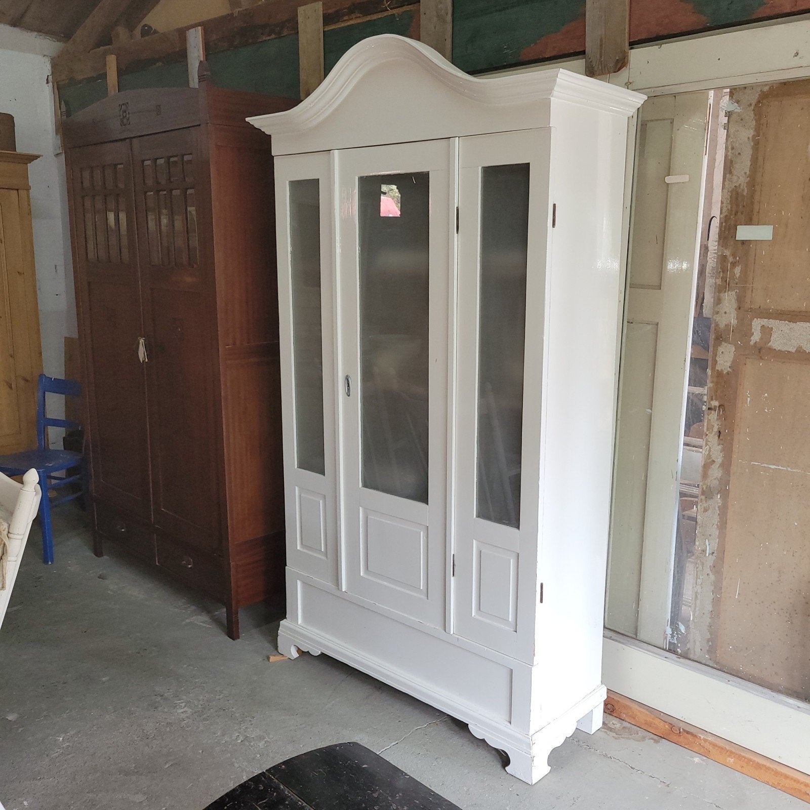 Brocante oude ondiepe vitrinekast servieskast keukenkast, Ophalen