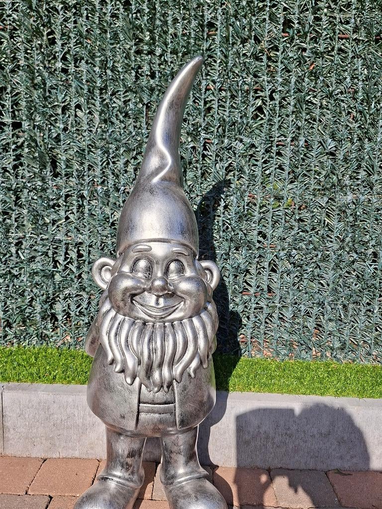 Tuin kabouter antiek zilver bijna 1 meter groot, Tuin en Terras, Ophalen, Nieuw, Kunststof, Overige typen