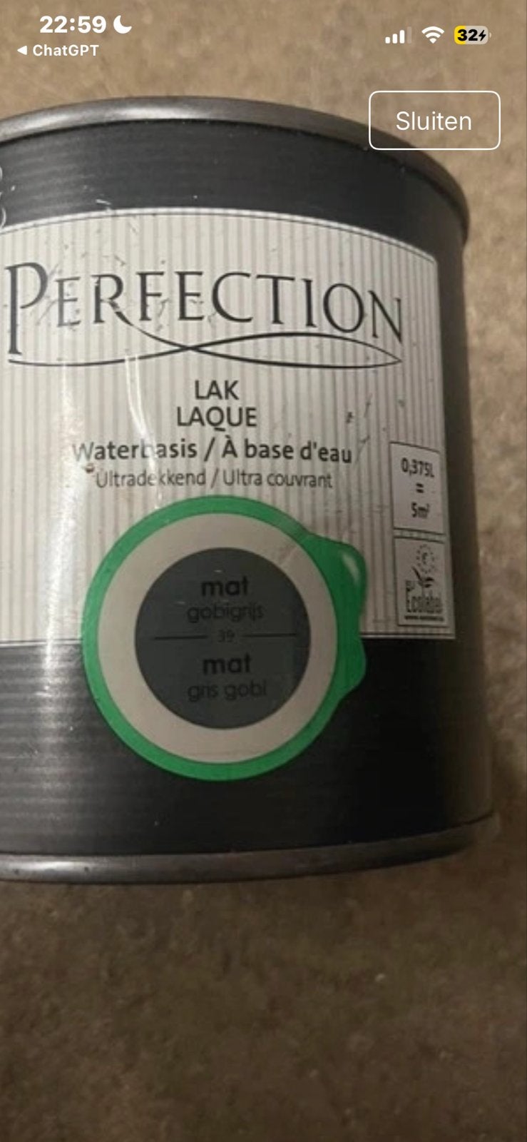 Perfection Lak Waterbasis Mat Goblauw 0.375L, Ophalen of Verzenden, Nieuw, Overige typen