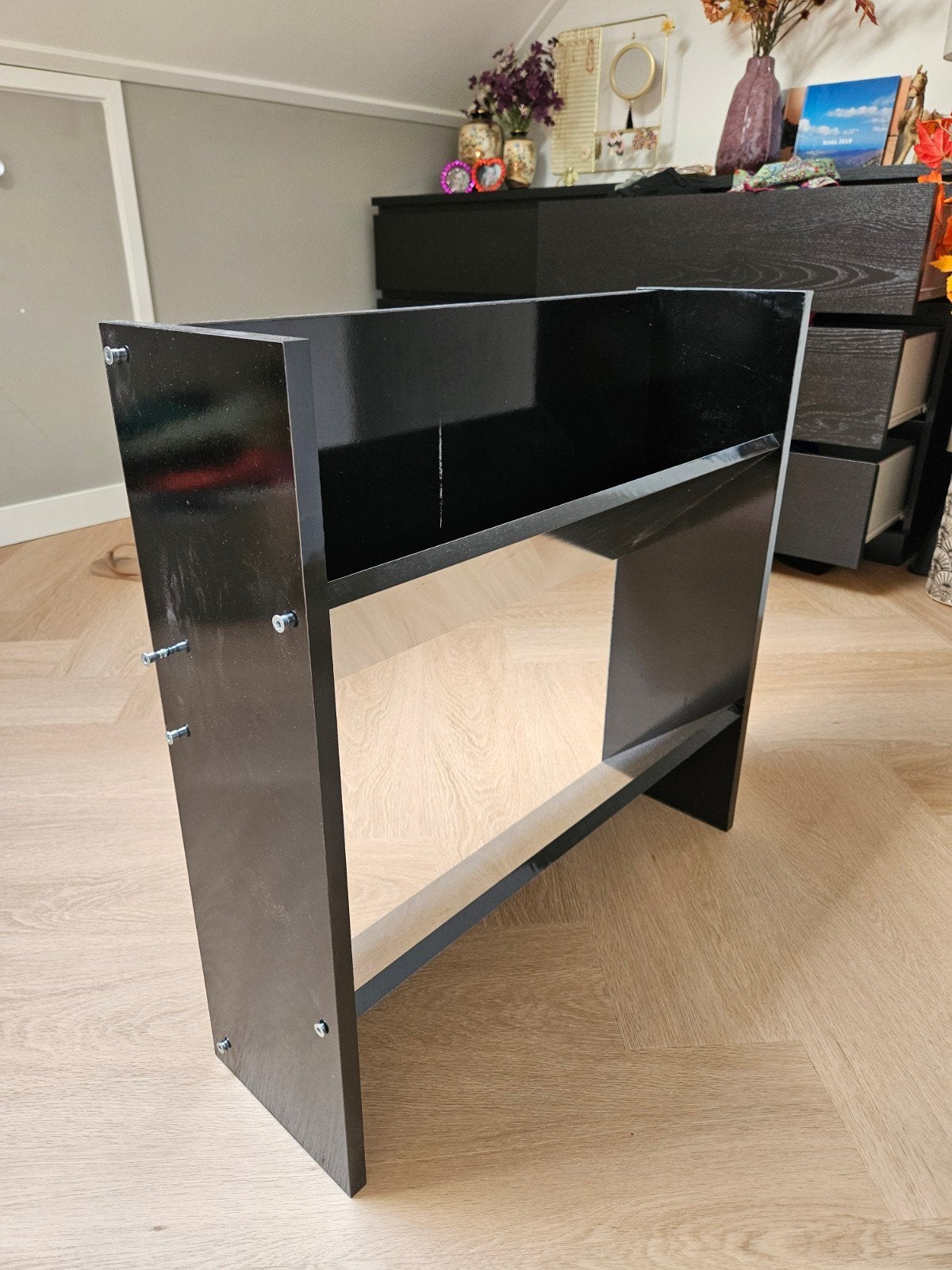 2 nieuwe vidaXL wandschoenenkasten 60x18x60 cm hoogglans zwa, Met plank(en), Minder dan 50 cm, Gebruikt, Ophalen of Verzenden