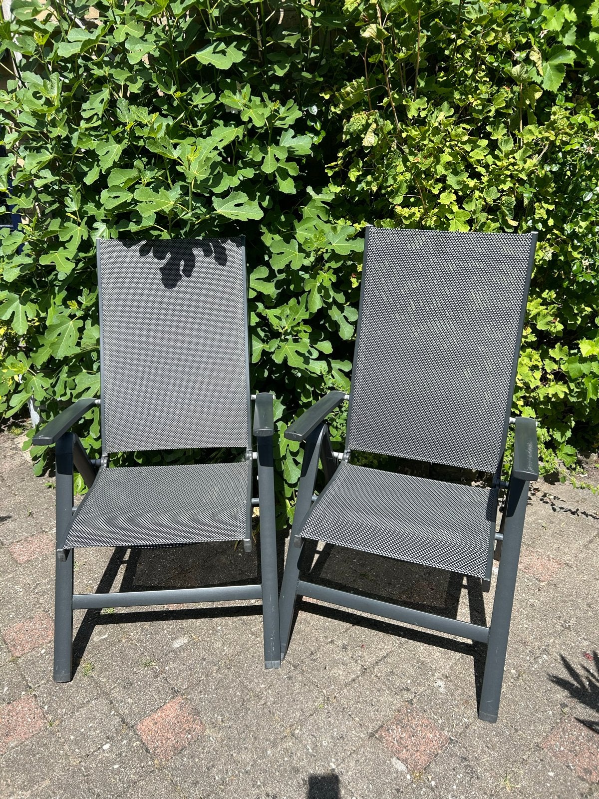 2 Tuinstoelen textileen in prima staat, Ophalen, Gebruikt, Textileen