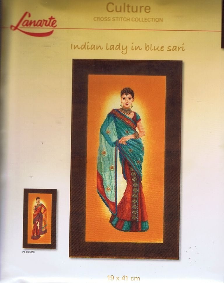Cado lanarte borduurpakket INDIAN LADY IN BLUE SARI, Ophalen of Verzenden, Nieuw, Handborduren, Borduurpakket