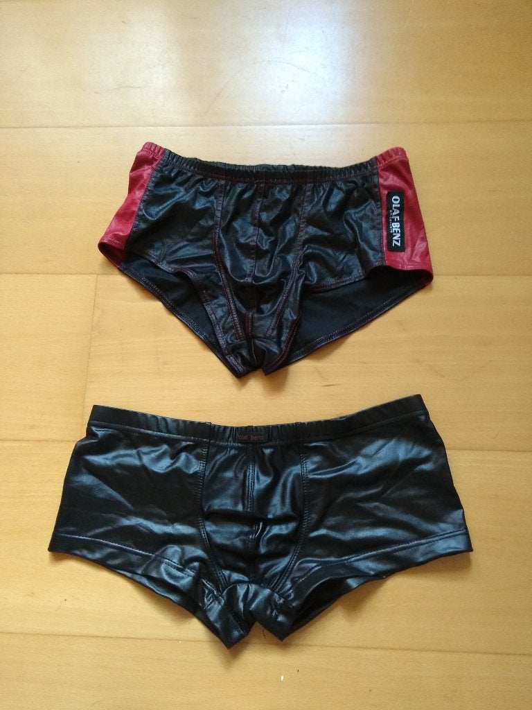 2x Olaf Benz boxerslip boxer lederlook kinky maat S M, Verzenden, Zwart, Olaf benz, Boxer
