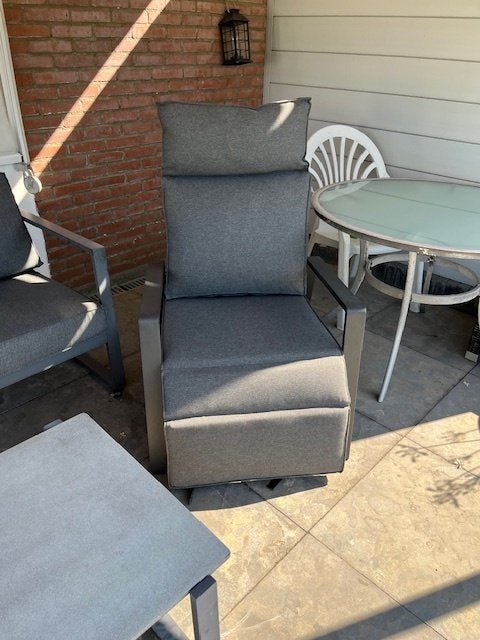 2 Relax verstelbare tuinstoelen met kussens, Aluminium, Zo goed als nieuw, Stoel, Tuinset