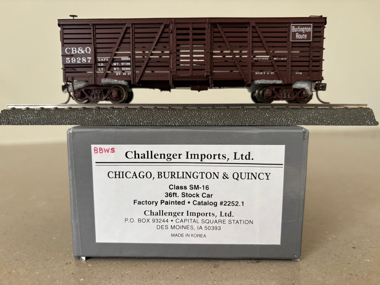 Challenger Imports H0 2252.1  36'Stockcar SM-16 van CB&Q ovp, Overige merken, Gelijkstroom, Ophalen of Verzenden, Nieuw