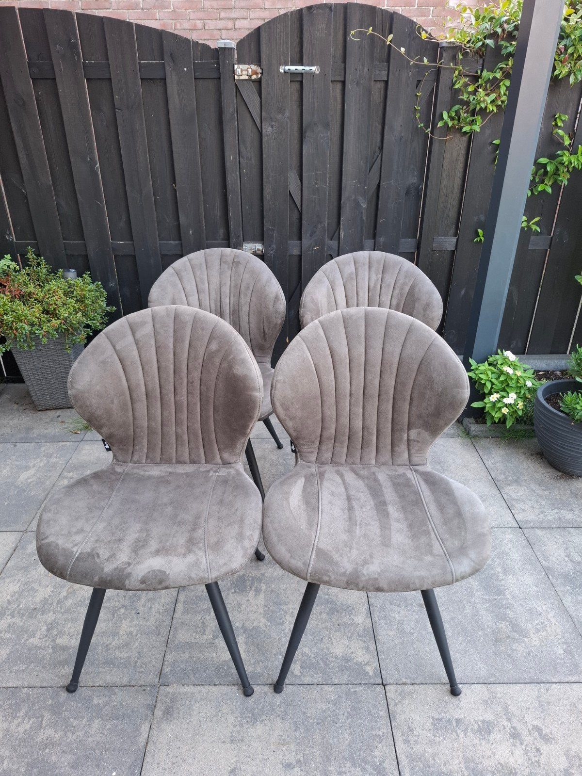 Eetkamerstoelen 4x microvezel, Ophalen, Gebruikt, Overige kleuren, Vier
