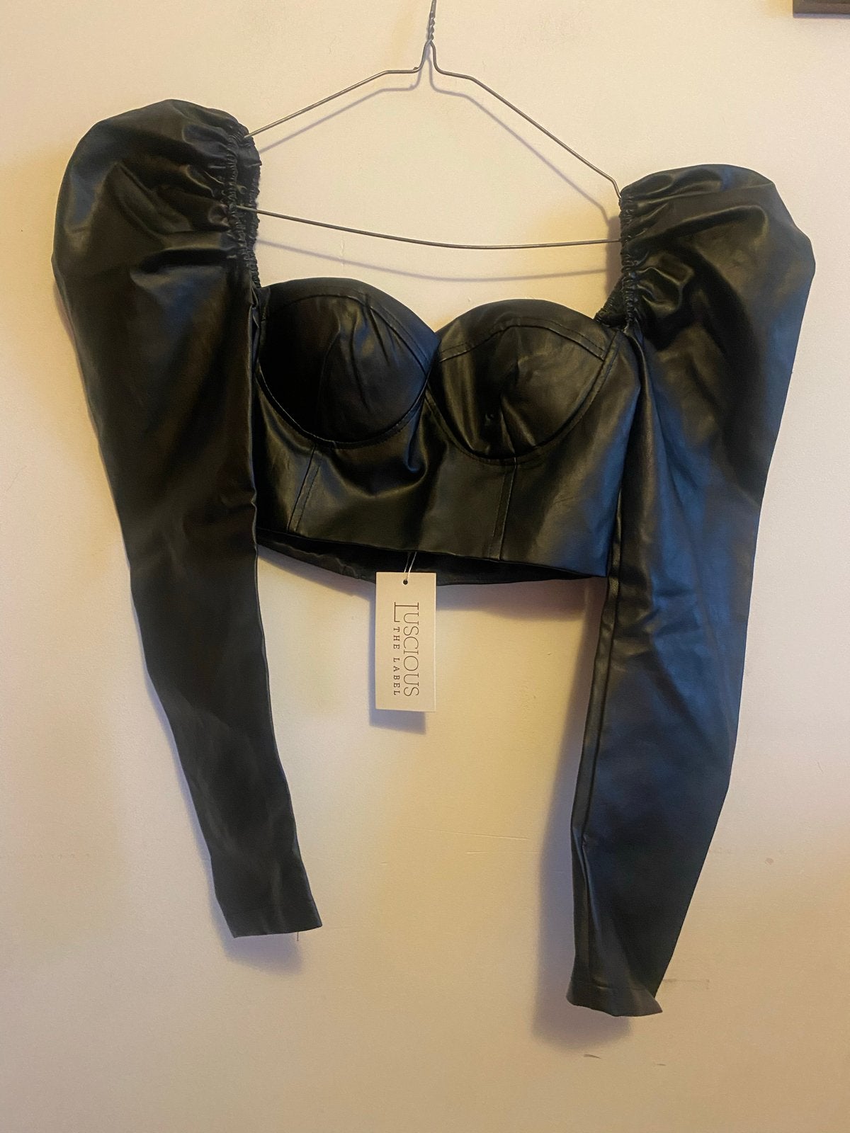 Nieuwe Luscious The Label Gigi Vegan Leren Top Zwart L, Verzenden, Zwart, Maat 42/44 (L), Nieuw