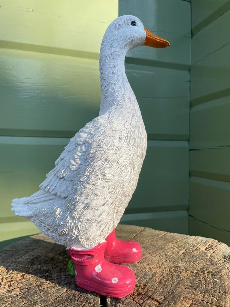 Gans roze regenlaarsjes beeld tuin vijver zwembad boerderij, Tuin en Terras, Tuinbeelden, Ophalen of Verzenden, Nieuw, Kunststof